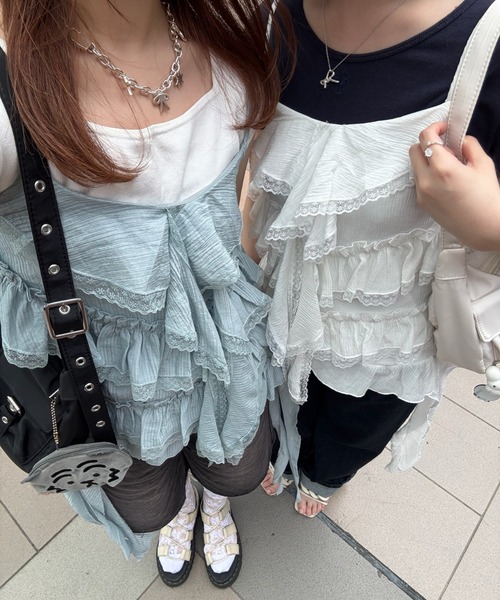 idem(イデム)の「jellyfish many frill camisole / ジェリーフィッシュフリルキャミソール(キャミソール・レディース・ブルー/ホワイト・FREE)」の20枚目の写真