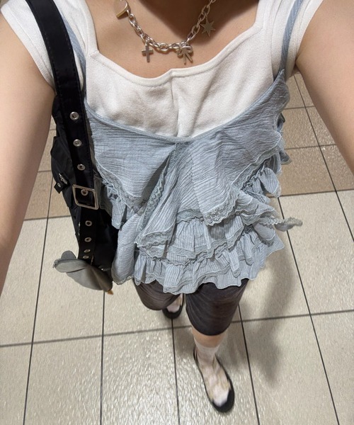 idem(イデム)の「jellyfish many frill camisole / ジェリーフィッシュフリルキャミソール(キャミソール・レディース・ブルー/ホワイト・FREE)」の21枚目の写真