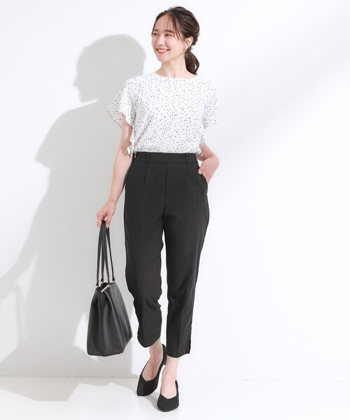 DRESKIP（ドレスキップ）の「【S-LL/ひんやり】きれいめにもカジュアルにも サブリナパンツ（その他パンツ・レディース・オフホワイト/ブラック/ベージュ・04/03/02/01）」の6枚目の写真