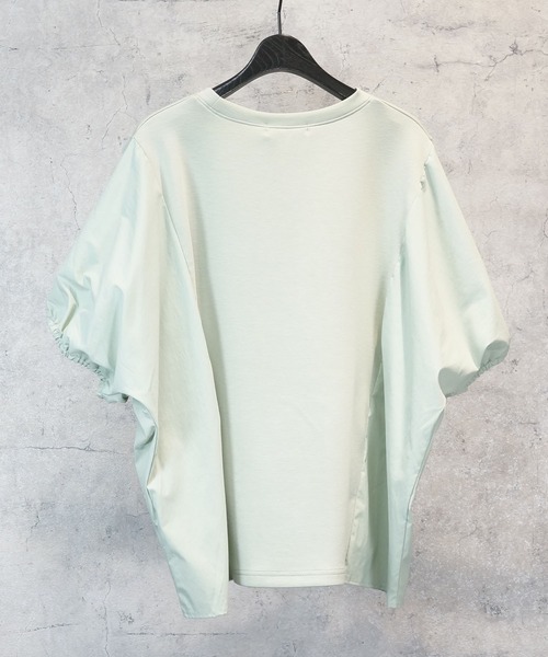 JETSET SOLO PLUS (ジェットセットソロプラス)の「【FONT LAB】ライトダンボール×ナイロンタッサーギャザースリーブカットソー(Tシャツ/カットソー・レディース・ブラック/ライトグリーン/オフホワイト・FREE)」の10枚目の写真