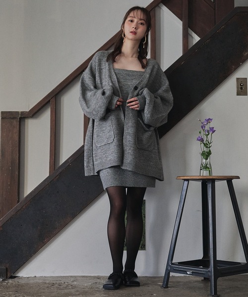 mideal グリッターニットアンサンブル　チャコールグレー　新品未使用 glitter melange knit ensemble / グリッターメランジニット