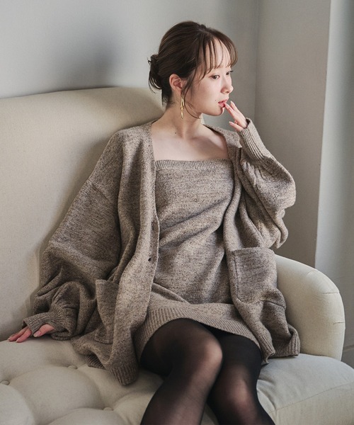 mideal グリッターニットアンサンブル glitter melange knit ensemble / グリッターメランジニット