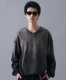 PLAN To（プラントゥ）の「Aged Cropped Gradation V-neck Sweat / エイジドクロップドグラデーションVネックスウェット（スウェット）」