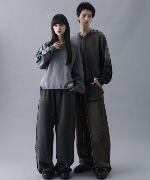 PLAN To（プラントゥ）の「Aged Cropped Gradation V-neck Sweat
