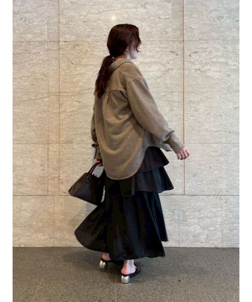 LAGUNAMOON（ラグナムーン）の「ツイードビッグシャツ（シャツ/ブラウス・レディース・ブラック/ミント/ブラウン・FREE）」の4枚目の写真