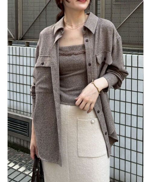 LAGUNAMOON（ラグナムーン）の「ツイードビッグシャツ（シャツ/ブラウス・レディース・ブラック/ミント/ブラウン・FREE）」の5枚目の写真