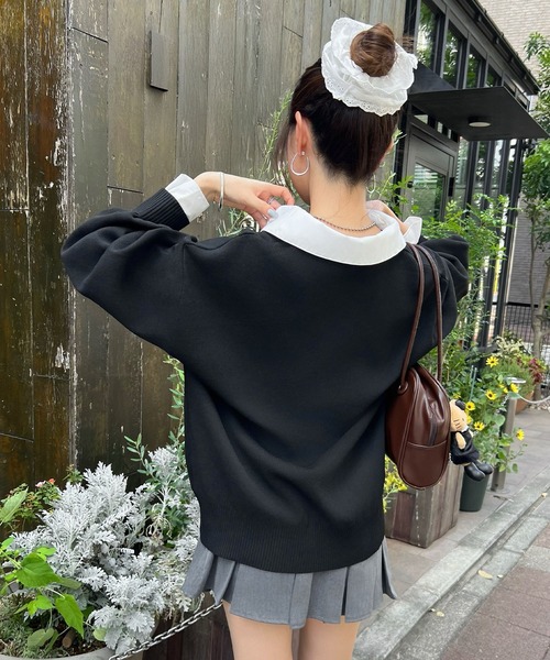 セール】ワンホン女子のAWトレンド♪シャツ襟ドッキングポロ