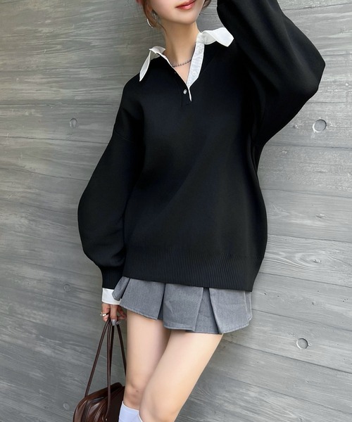 Malbon 襟付きセーター ゴルフ女子必見⛳上品カジュアル 美品✨ セール】 襟付きニットプルオーバー （ニット・セーター