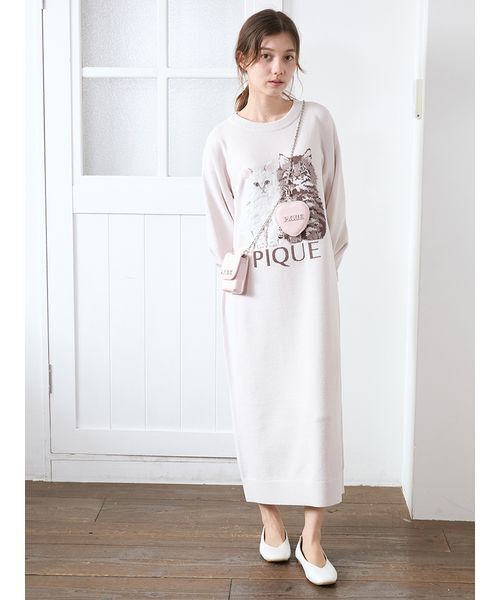 ツインキャットジャガードワンピース（ルームウェア/パジャマ