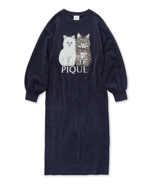 ジェラピケ　ツインキャット　ワンピース ツインキャットジャガードワンピース（ワンピース）｜gelato