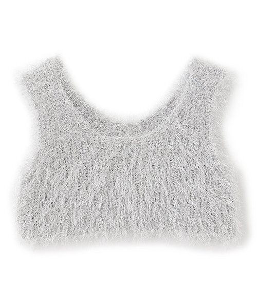 Lycee mine（リセマイン）の「【どちらが前でもOK】ラメフェザーニットベスト（ベスト・キッズ・ライトベージュ/サーモンピンク/シルバー・M/L）」の4枚目の写真