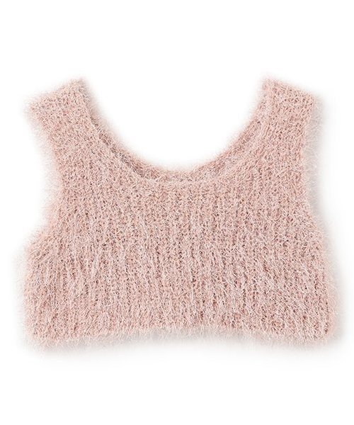 Lycee mine（リセマイン）の「【どちらが前でもOK】ラメフェザーニットベスト（ベスト・キッズ・ライトベージュ/サーモンピンク/シルバー・M/L）」の5枚目の写真