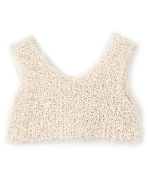 Lycee mine（リセマイン）の「【どちらが前でもOK】ラメフェザーニットベスト（ベスト・キッズ・ライトベージュ/サーモンピンク/シルバー・M/L）」の7枚目の写真