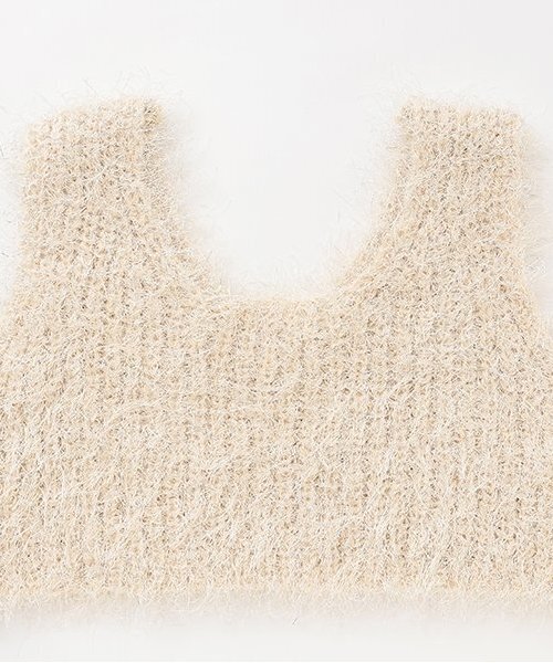 Lycee mine（リセマイン）の「【どちらが前でもOK】ラメフェザーニットベスト（ベスト・キッズ・ライトベージュ/サーモンピンク/シルバー・M/L）」の8枚目の写真