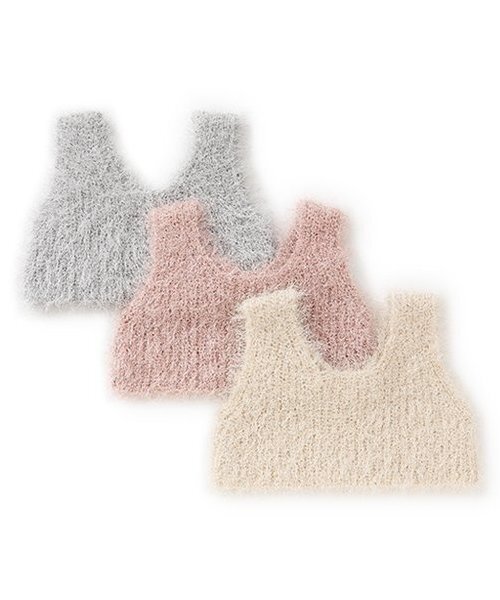 Lycee mine（リセマイン）の「【どちらが前でもOK】ラメフェザーニットベスト（ベスト・キッズ・ライトベージュ/サーモンピンク/シルバー・M/L）」の12枚目の写真