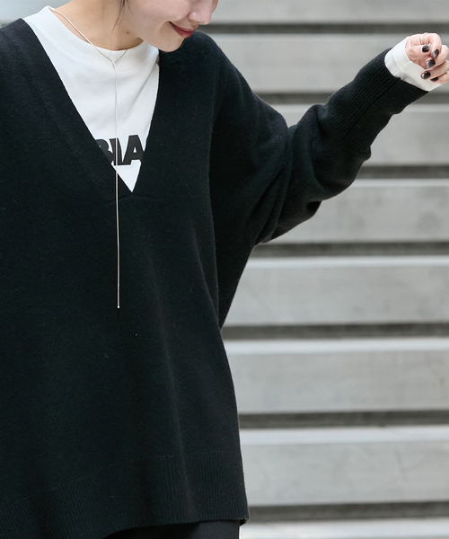 セール】MUSIC DEEP V ルーズプルオーバー（ニット/セーター