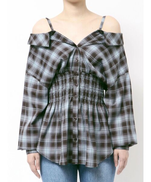 MERCURYDUO(マーキュリーデュオ)の「2WAYウエストシャーリングフィットシャツ(シャツ/ブラウス・レディース・ブラック/オフホワイト/ブルー・FREE)」の5枚目の写真