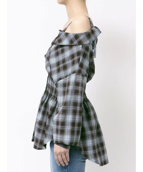 MERCURYDUO(マーキュリーデュオ)の「2WAYウエストシャーリングフィットシャツ(シャツ/ブラウス・レディース・ブラック/オフホワイト/ブルー・FREE)」の6枚目の写真