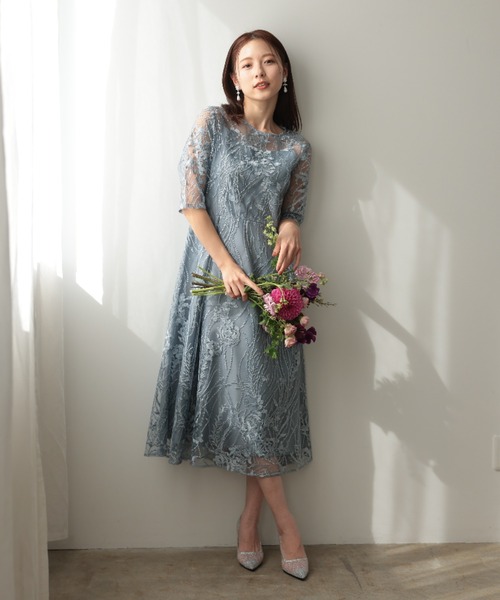 Cupid Heart(キューピッドハート)の「【Cupid Heart】結婚式用!エンブロイダリーチュールドレス(ドレス・レディース・ベージュ/グリーン/ブラック/ブルーグレー・MEDIUM)」の21枚目の写真