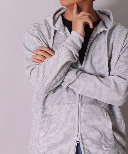 JEMORGAN（ジェーイーモーガン）の「(LK)【JEMORGAN】ワッフル ジップパーカー（パーカー・メンズ・ブラック/ネイビー/杢グレー・M/L/XL）」の2枚目の写真