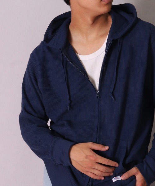 JEMORGAN（ジェーイーモーガン）の「(LK)【JEMORGAN】ワッフル ジップパーカー（パーカー・メンズ・ブラック/ネイビー/杢グレー・M/L/XL）」の3枚目の写真