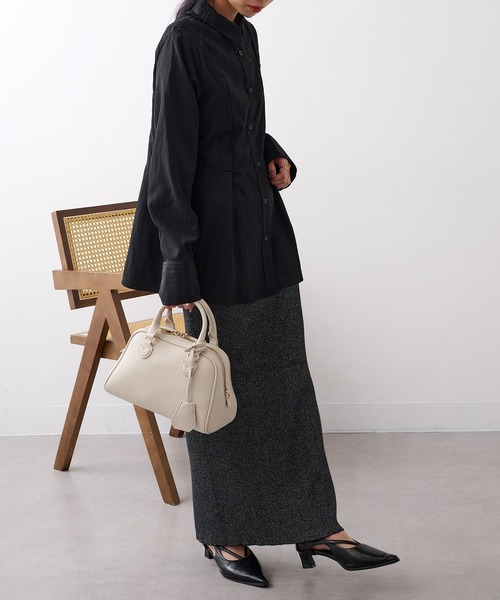 cache cache（カシュ カシュ）の「【cache cache】シボフェイクレザーボストンバッグ（ボストンバッグ・レディース・アイボリー/ブラック/ブラウン/レッド・FREE）」の11枚目の写真