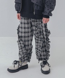 unica チェックアシメフリルパンツ　レディース オフホワイト unica/ユニカ チェックアシメフリルパンツ(オフホワイト) - 大人