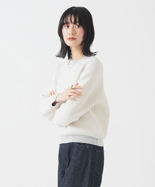 BLAMIN ホワイト ニットセーター 38 セール】モール ニット プルオーバー (手洗い可)（ニット/セーター