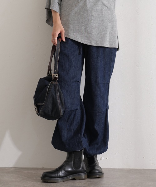 ElegChic(エレグシック)の「ライトオンスデニムリラックスワイドパンツ(デニムパンツ・レディース・ライトブルー/ネイビー/ネイビー系・4L/M/L/XL/XXL)」の3枚目の写真