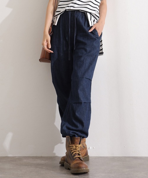 ElegChic(エレグシック)の「ライトオンスデニムリラックスワイドパンツ(デニムパンツ・レディース・ライトブルー/ネイビー/ネイビー系・4L/M/L/XL/XXL)」の4枚目の写真