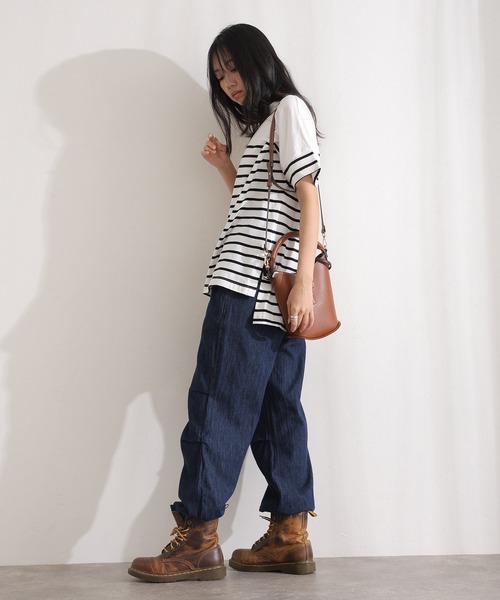 ElegChic(エレグシック)の「ライトオンスデニムリラックスワイドパンツ(デニムパンツ・レディース・ライトブルー/ネイビー/ネイビー系・4L/M/L/XL/XXL)」の6枚目の写真