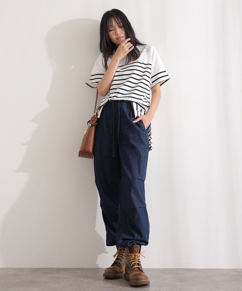 ElegChic(エレグシック)の「ライトオンスデニムリラックスワイドパンツ(デニムパンツ・レディース・ライトブルー/ネイビー/ネイビー系・4L/M/L/XL/XXL)」の7枚目の写真