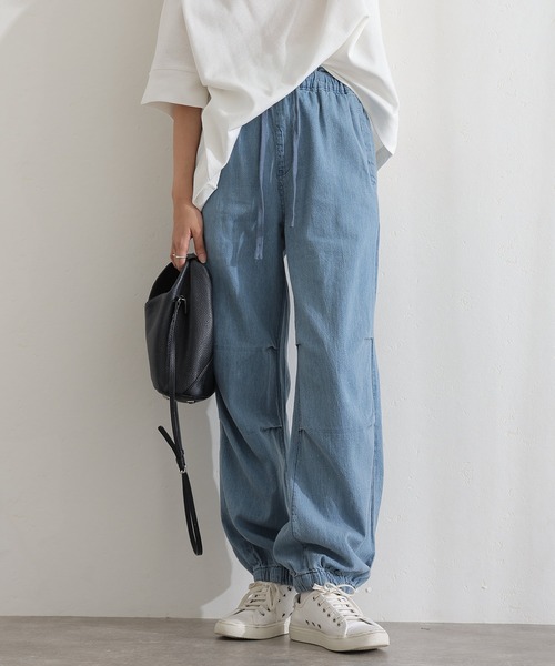 ElegChic(エレグシック)の「ライトオンスデニムリラックスワイドパンツ(デニムパンツ・レディース・ライトブルー/ネイビー/ネイビー系・4L/M/L/XL/XXL)」の8枚目の写真