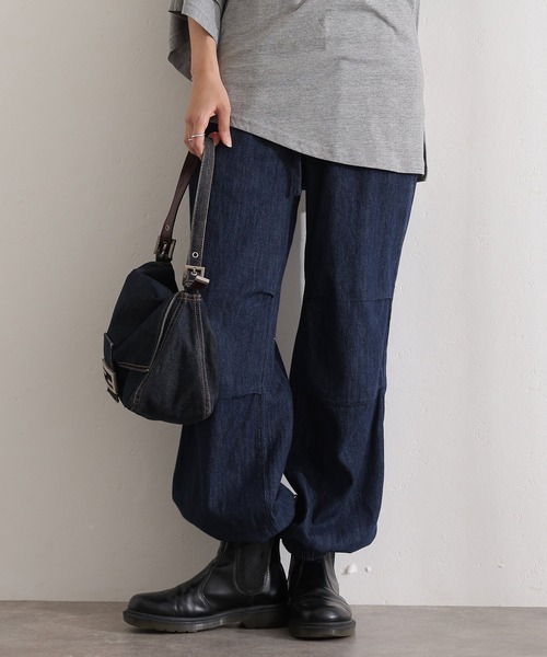 ElegChic(エレグシック)の「ライトオンスデニムリラックスワイドパンツ(デニムパンツ・レディース・ライトブルー/ネイビー/ネイビー系・4L/M/L/XL/XXL)」の12枚目の写真