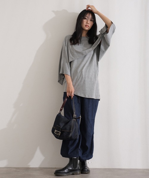 ElegChic(エレグシック)の「ライトオンスデニムリラックスワイドパンツ(デニムパンツ・レディース・ライトブルー/ネイビー/ネイビー系・4L/M/L/XL/XXL)」の14枚目の写真