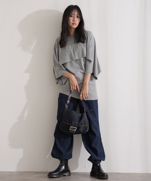 ElegChic(エレグシック)の「ライトオンスデニムリラックスワイドパンツ(デニムパンツ・レディース・ライトブルー/ネイビー/ネイビー系・4L/M/L/XL/XXL)」の15枚目の写真