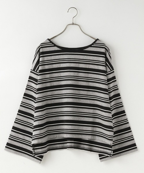 LOWRYS FARM（ローリーズファーム）の「マルチボーダープルオーバーＬＳ  593399（Tシャツ/カットソー・レディース・アイボリー/グレー/ブラウン・FREE）」の4枚目の写真