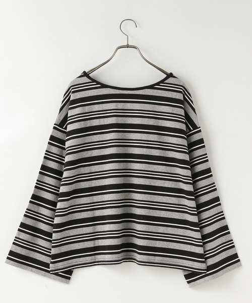 LOWRYS FARM（ローリーズファーム）の「マルチボーダープルオーバーＬＳ  593399（Tシャツ/カットソー・レディース・アイボリー/グレー/ブラウン・FREE）」の5枚目の写真