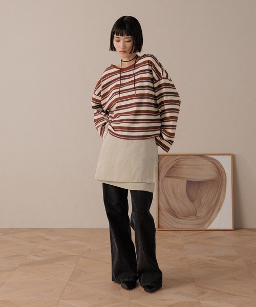 LOWRYS FARM（ローリーズファーム）の「マルチボーダープルオーバーＬＳ  593399（Tシャツ/カットソー・レディース・アイボリー/グレー/ブラウン・FREE）」の13枚目の写真