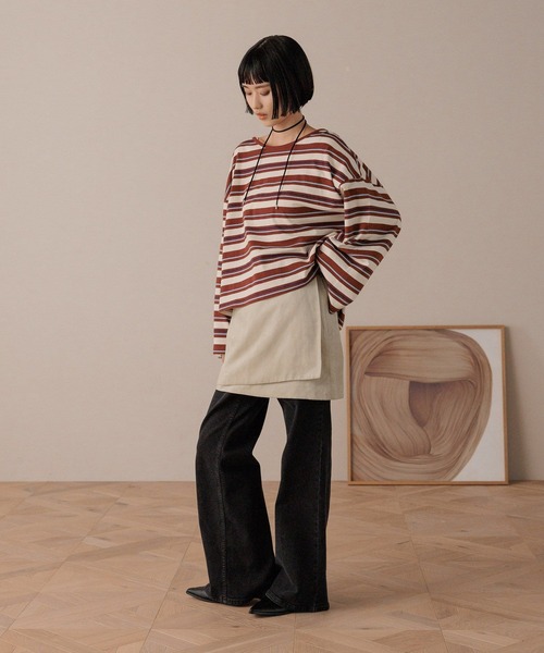 LOWRYS FARM（ローリーズファーム）の「マルチボーダープルオーバーＬＳ  593399（Tシャツ/カットソー・レディース・アイボリー/グレー/ブラウン・FREE）」の14枚目の写真