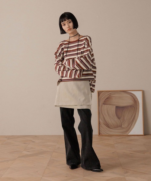 LOWRYS FARM（ローリーズファーム）の「マルチボーダープルオーバーＬＳ  593399（Tシャツ/カットソー・レディース・アイボリー/グレー/ブラウン・FREE）」の15枚目の写真