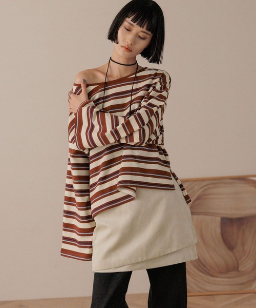 LOWRYS FARM（ローリーズファーム）の「マルチボーダープルオーバーＬＳ  593399（Tシャツ/カットソー・レディース・アイボリー/グレー/ブラウン・FREE）」の17枚目の写真