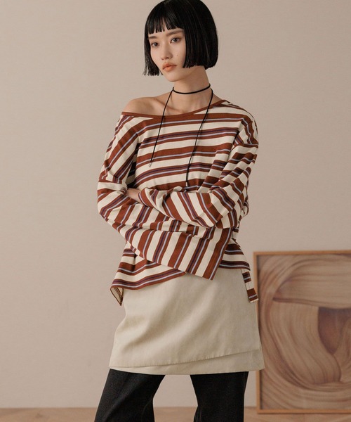 LOWRYS FARM（ローリーズファーム）の「マルチボーダープルオーバーＬＳ  593399（Tシャツ/カットソー・レディース・アイボリー/グレー/ブラウン・FREE）」の18枚目の写真