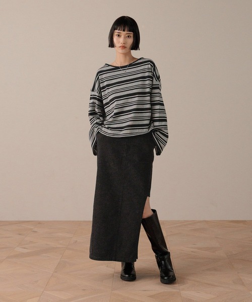 LOWRYS FARM（ローリーズファーム）の「マルチボーダープルオーバーＬＳ  593399（Tシャツ/カットソー・レディース・アイボリー/グレー/ブラウン・FREE）」の19枚目の写真