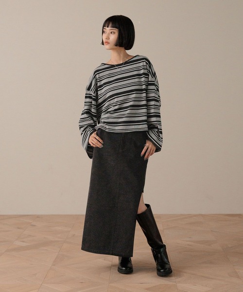 LOWRYS FARM（ローリーズファーム）の「マルチボーダープルオーバーＬＳ  593399（Tシャツ/カットソー・レディース・アイボリー/グレー/ブラウン・FREE）」の20枚目の写真