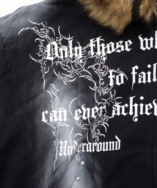 Revo.（レボ）の「【P.N UNDERGROUND】フードファー スプレー加工 ダブルジップ ショート丈 ジップパーカー 裏毛 スウェット（パーカー・メンズ・グレー/ブラック/カモフラージュ・L/M）」の17枚目の写真