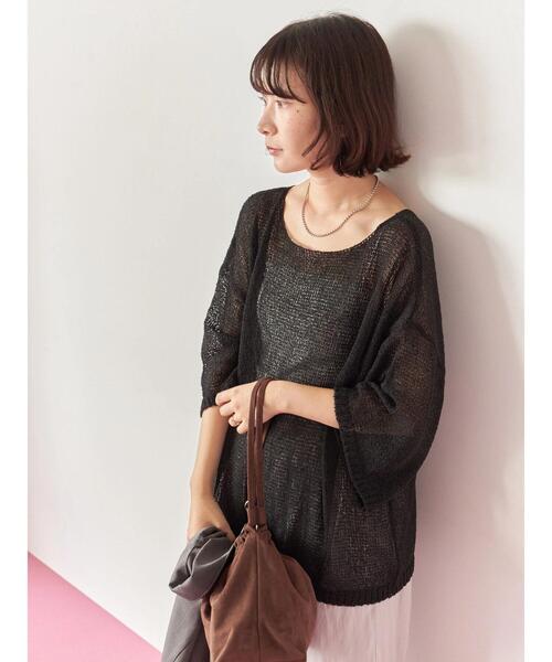Samansa Mos2 blue（サマンサモスモスブルー）の「◎7分袖シアーニット（ニット/セーター・レディース・ベージュ/ブラック/チャコールグレー・F）」の15枚目の写真