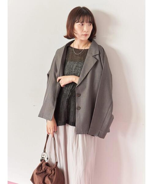 Samansa Mos2 blue（サマンサモスモスブルー）の「◎7分袖シアーニット（ニット/セーター・レディース・ベージュ/ブラック/チャコールグレー・F）」の17枚目の写真