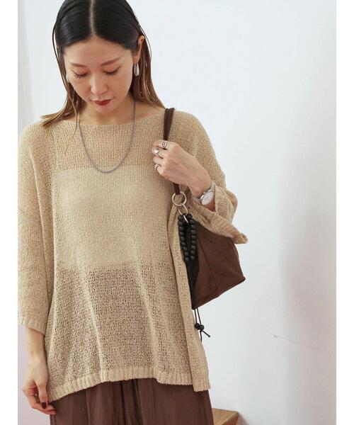 Samansa Mos2 blue（サマンサモスモスブルー）の「◎7分袖シアーニット（ニット/セーター・レディース・ベージュ/ブラック/チャコールグレー・F）」の19枚目の写真