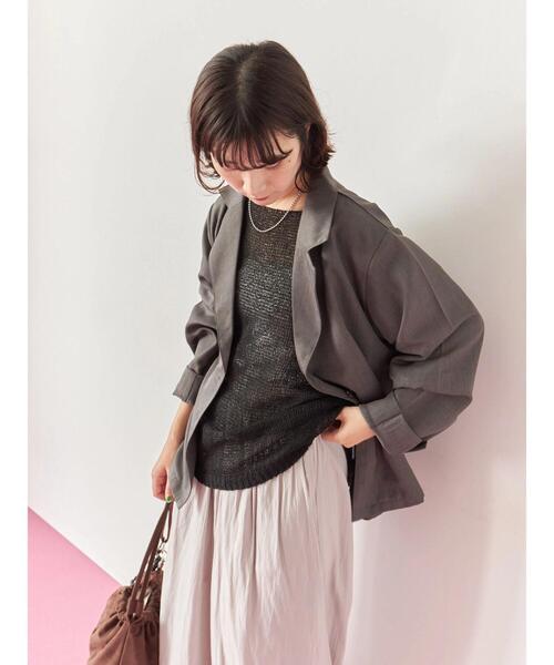 Samansa Mos2 blue（サマンサモスモスブルー）の「◎7分袖シアーニット（ニット/セーター・レディース・ベージュ/ブラック/チャコールグレー・F）」の4枚目の写真